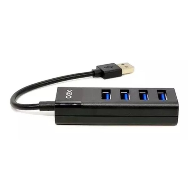 Encontraproduto.com.br - Hub Usb 2.0 Distribuidor Preto 400ma Com 4 Portas Oex Hb102
