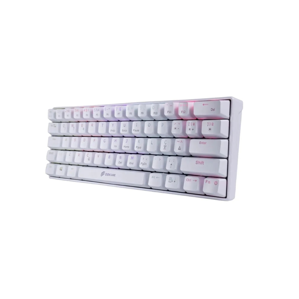 Mini Teclado Mecânico Gamer Ziggy Tc607 - Led Rainbow - Switch Outemu Red - Abnt Branco
