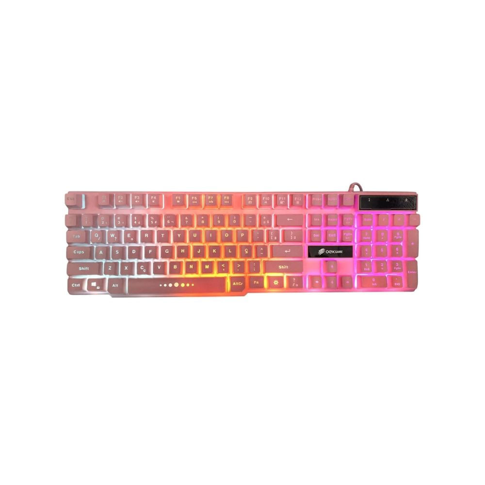 Teclado Gamer Force-X Tc201  - Sensacao Mecanica - Abnt2  - Led 3 Cores - Rosa