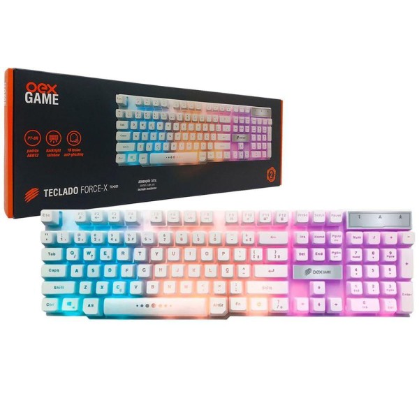 Teclado Oex Gamer Force X TC201 Branco