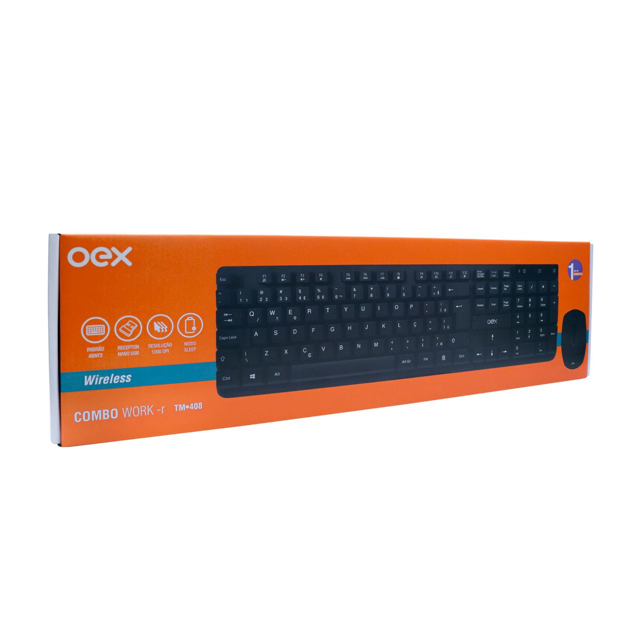 Kit Teclado e Mouse sem Fio Work Abnt2 TM408 Preto - Oex