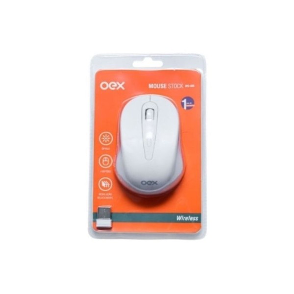 Encontraproduto.com.br - Mouse Wireless 1600 Dpi Stock MS408 Branco - Oex