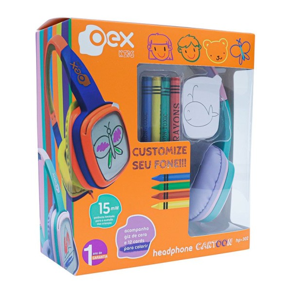 Encontraproduto.com.br - Headphone Oex Cartoon HP302 Rosa com Lilás