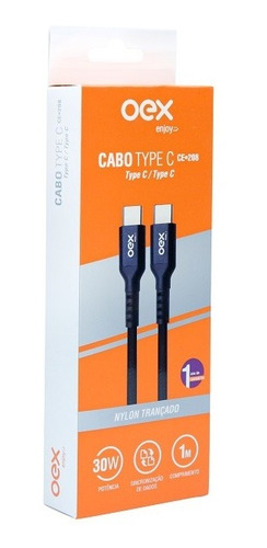 Encontraproduto.com.br - Cabo Type com Type C CE208 1M Preto OEX