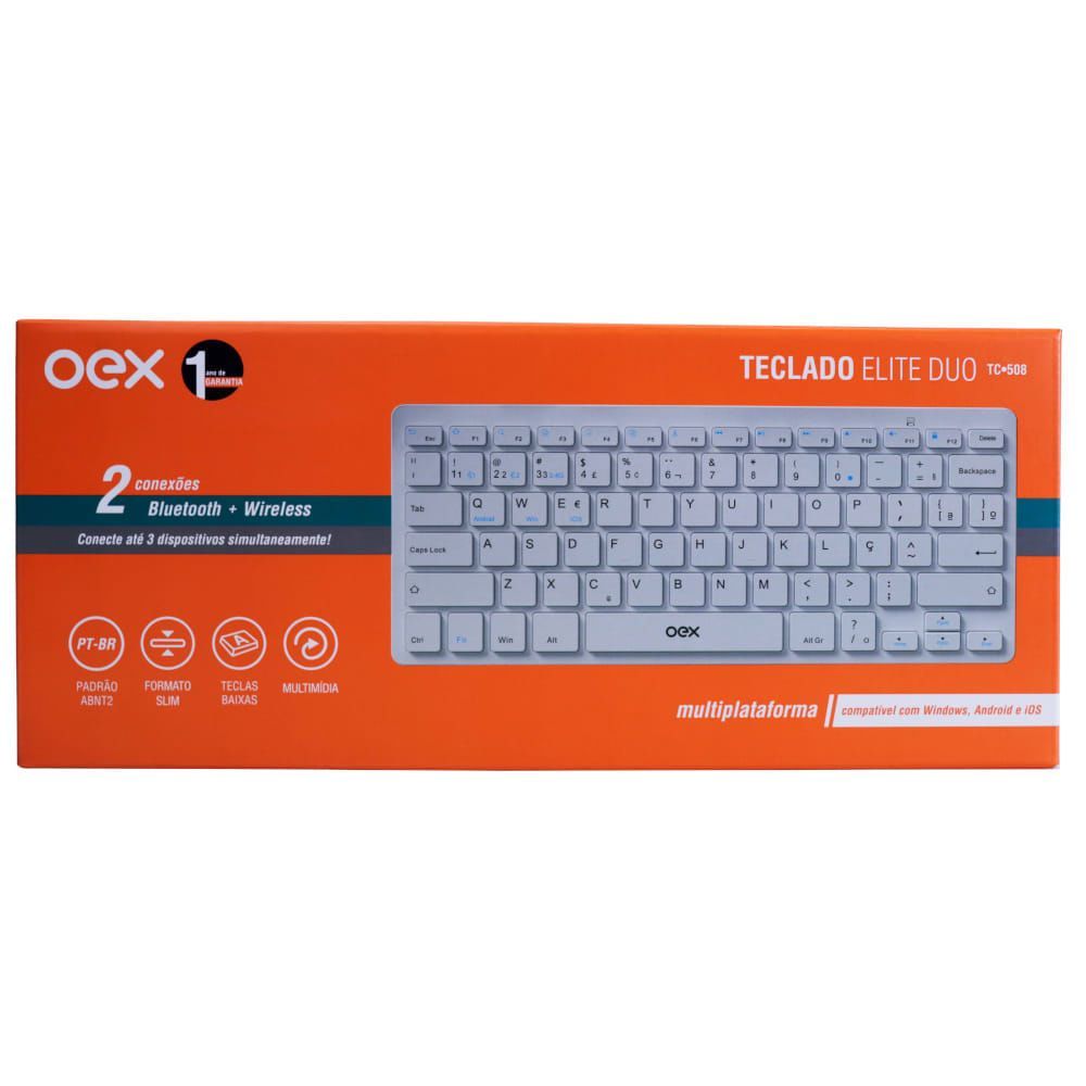 Encontraproduto.com.br - Teclado sem fio Elite Duo TC508 Bluetooth Wireless Branco 48.7443 OEX