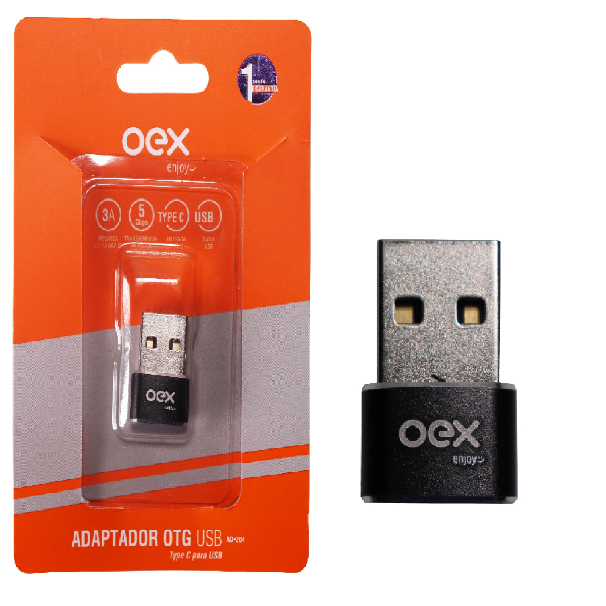 Encontraproduto.com.br - Adaptador OTG Tipo C Para USB Compacto OEX AD204 Preto