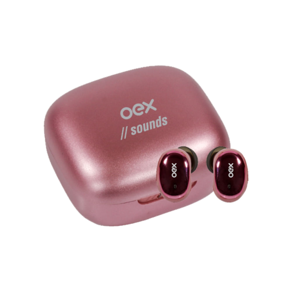 Fone Bud Rosa Metálico OEX