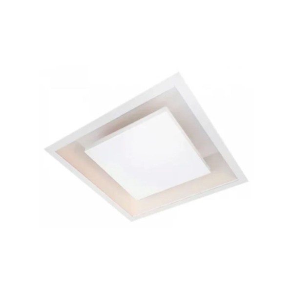 Encontraproduto.com.br - Plafon Rebatedor Embutir 50X50cm  4XE27 Alumínio Branco OPL