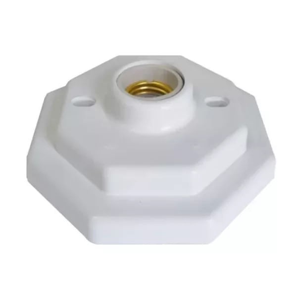 Plafon Octagonal Soquete Porcelana 1xe27 Branco 100w ? Opl