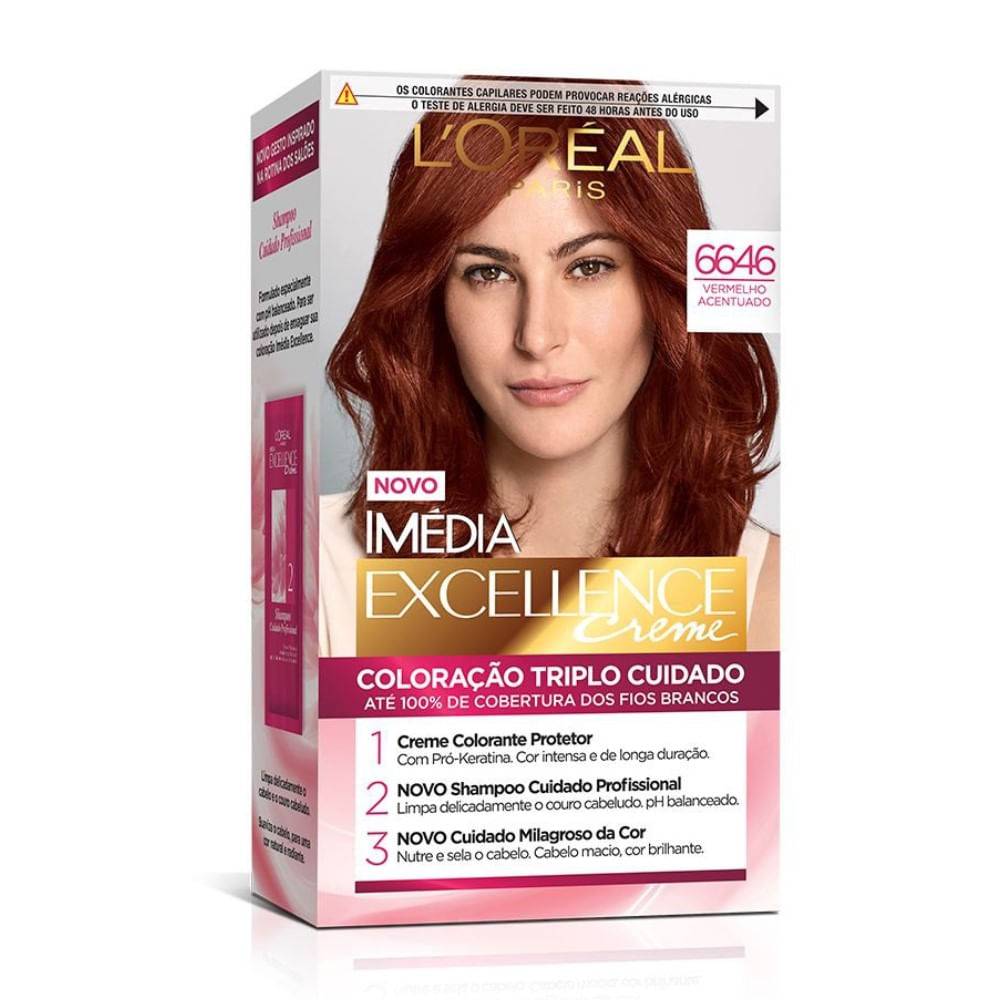 Encontraproduto.com.br - Tintura Loreal Imedia Excellence 6646 Vermelhos Supremos (Emb. contém 1un. de 50g)
