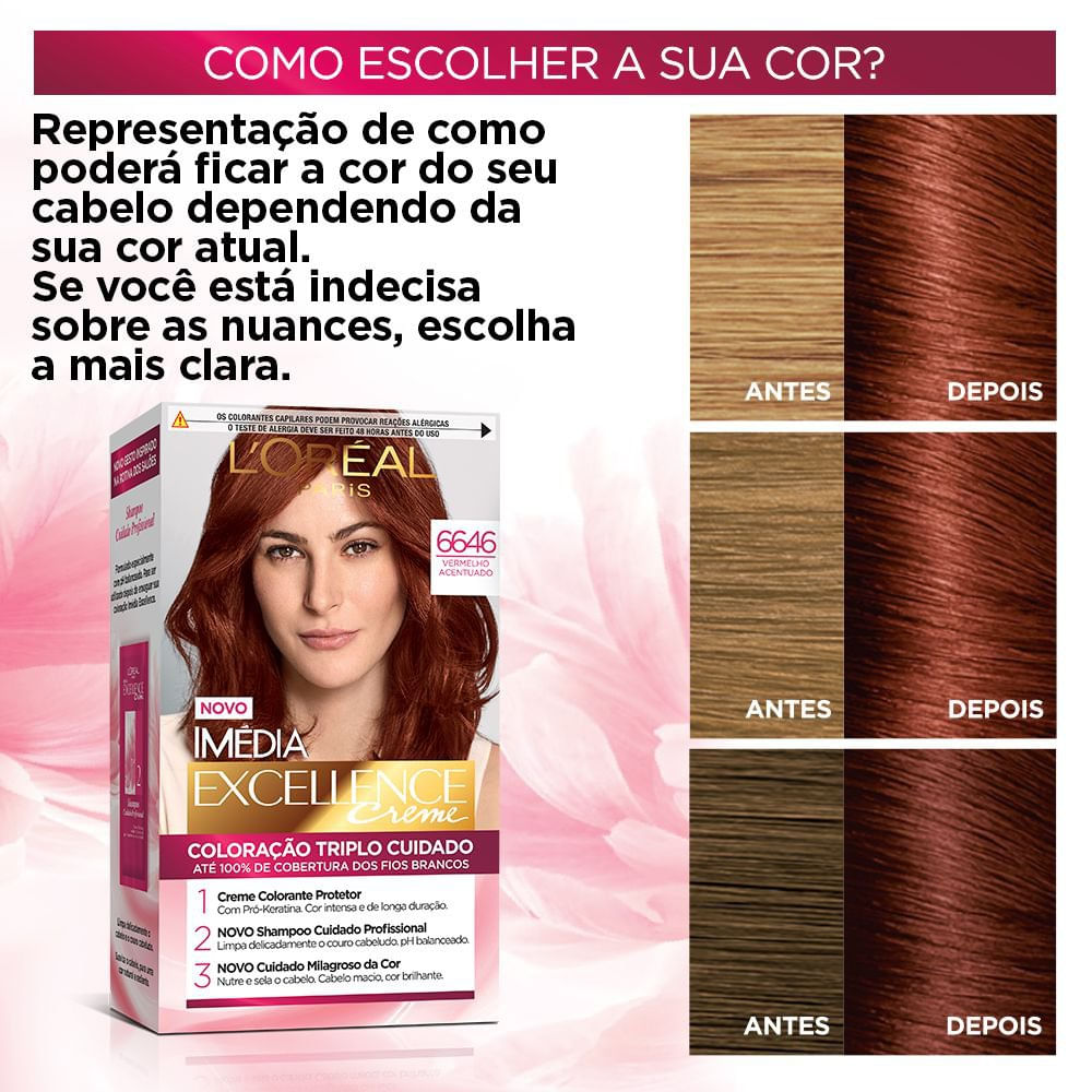 Encontraproduto.com.br - Tintura Loreal Imedia Excellence 6646 Vermelhos Supremos (Emb. contém 1un. de 50g)