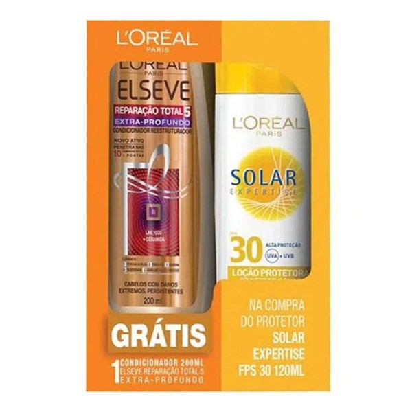 Encontraproduto.com.br - Protetor Solar LOréal Expertise FPS 30 120ml + Grátis Condicionador Elseve 200ml