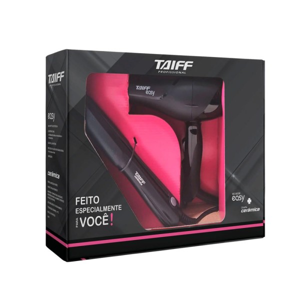 Encontraproduto.com.br - Kit Taiff  Secador Easy Preto 127V Chapa Biv