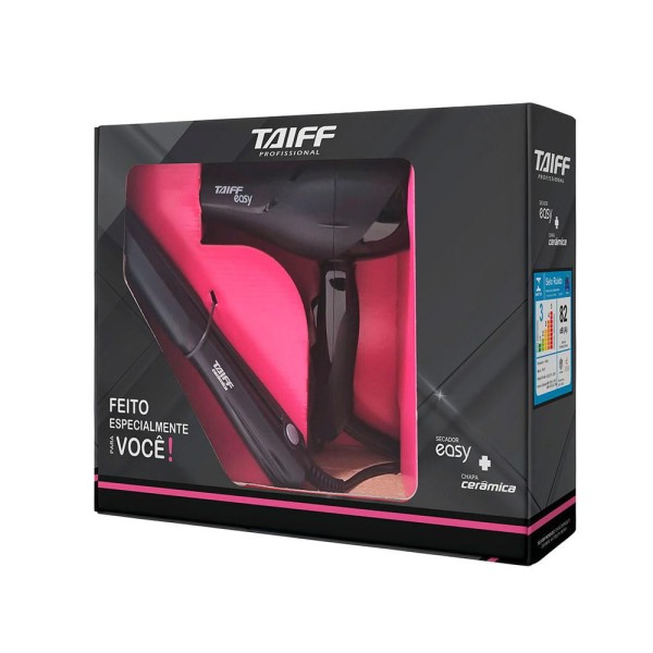 Encontraproduto.com.br - Kit Taiff  Secador Easy Preto 127V Chapa Biv