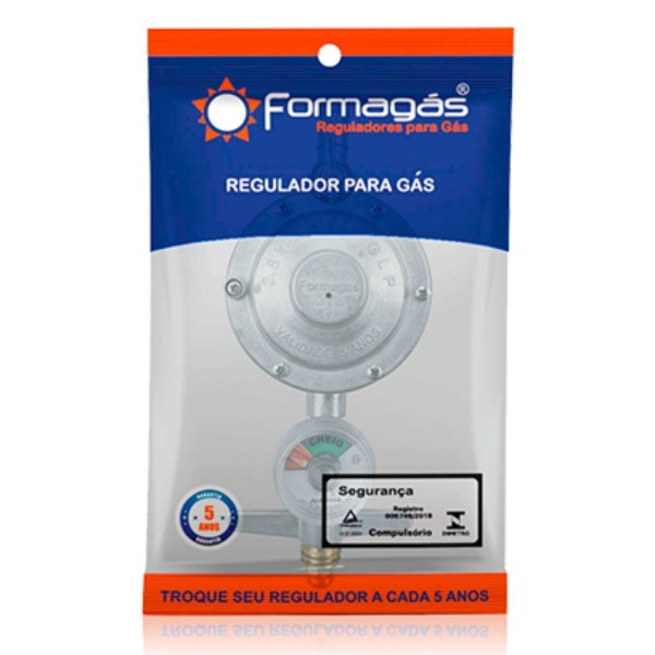 Encontraproduto.com.br - Regulador P13 Bico Mamadeira 1Kg/h com Manômetro Formagás