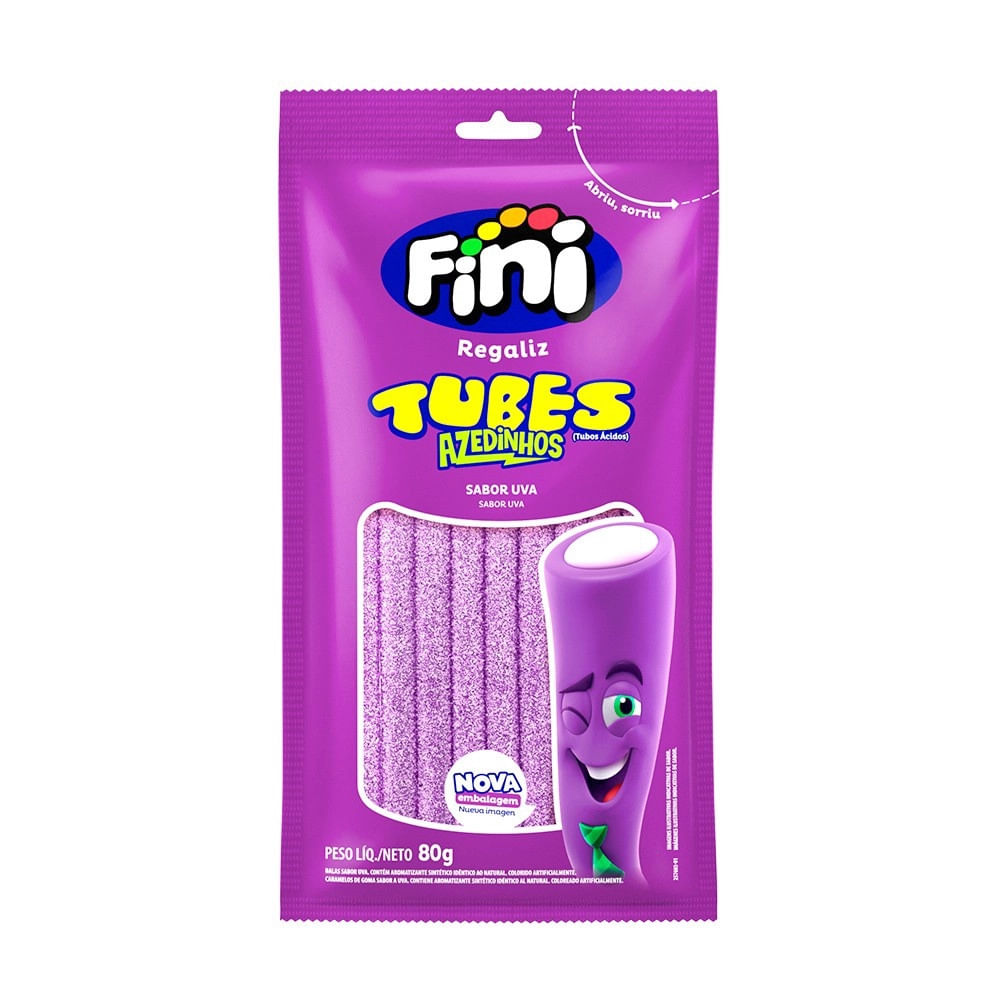 Encontraproduto.com.br - Bala de Gelatina Tubes Uva Cítrico 80g - Fini