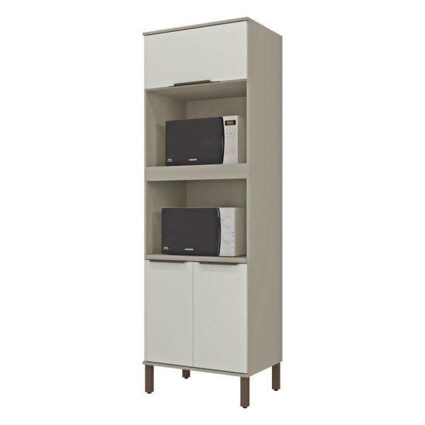 Encontraproduto.com.br - Torre Quente 70cm 3 Portas com 2 Nichos Taupe e Off White