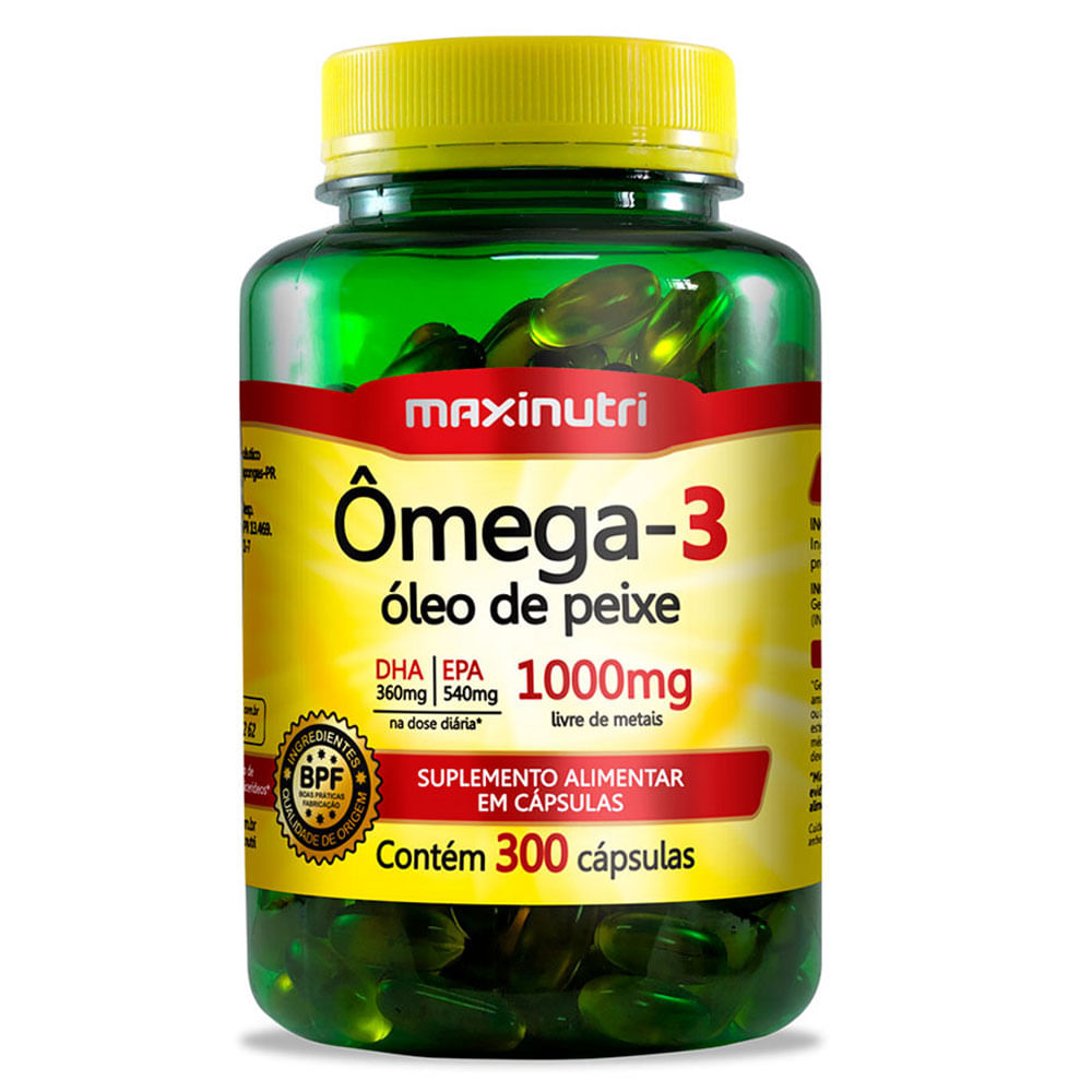 Ômega 3 Fish Oil Óleo de Peixe Maxinutri 1000mg 300 Cápsulas