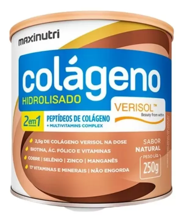 Suplemento em pó Maxinutri  Colágeno Hidrolisado 2 em 1 Verisol colágeno Colágeno Hidrolisado 2 em 1 Verisol sabor  natural em lata de 250g