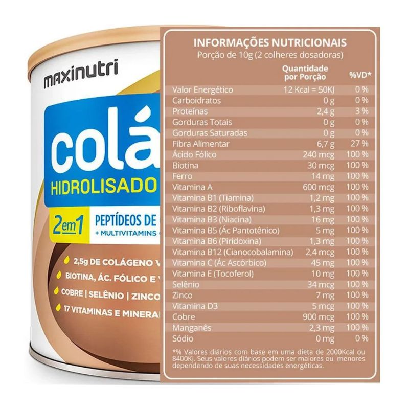 Encontraproduto.com.br - Suplemento em pó Maxinutri  Colágeno Hidrolisado 2 em 1 Verisol colágeno Colágeno Hidrolisado 2 em 1 Verisol sabor  natural em lata de 250g