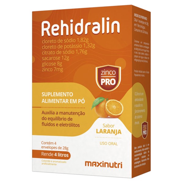 Encontraproduto.com.br - Rehidralin Po Laranja 28g 4env
