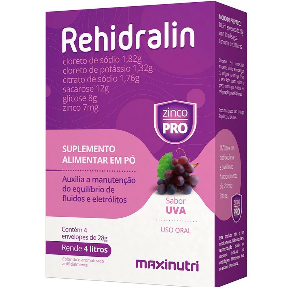 Encontraproduto.com.br - Rehidralin Uva Caixa 4 Envelopes 28g