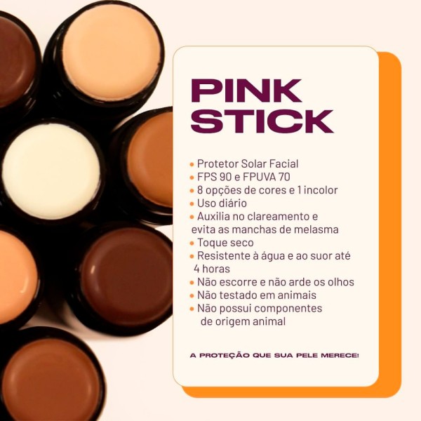 Encontraproduto.com.br - Protetor Solar Facial com Cor Pink Cheeks Pink Stick FPS 90 FPUVA 70 42Km Rio 14 g