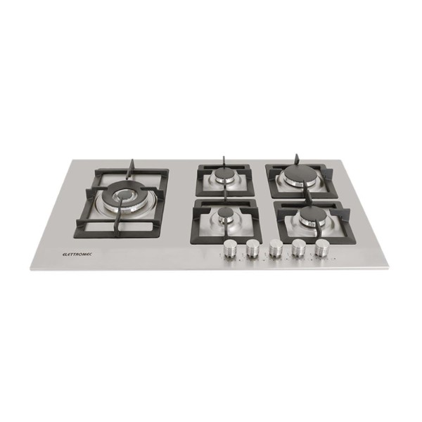 Encontraproduto.com.br - Cooktop a Gás Elettromec 5Q Quadratto Inox Bivolt CKG-5Q-90-XQ-3ZEA