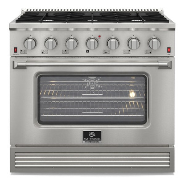Fogao de Piso Elettromec Profissional 6Q 36 Polegadas Inox 110V FGG-6Q-36-XP-1SGA