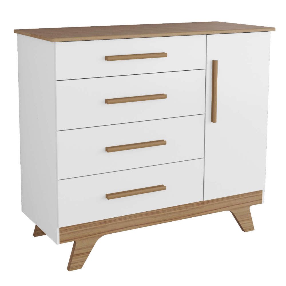 Encontraproduto.com.br - Cômoda Retrô Peroba Infantil com 1 Porta - Branco