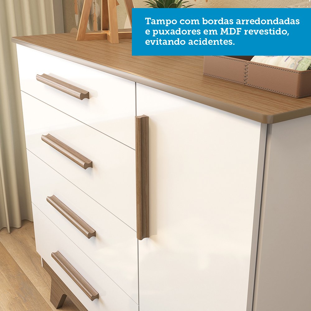 Encontraproduto.com.br - Cômoda Retrô Peroba Infantil com 1 Porta - Branco