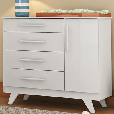 Cômoda Retrô Peroba Infantil com 1 Porta - Branco
