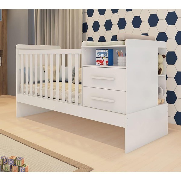 Encontraproduto.com.br - Berço Americano Multifuncional com 2 Gavetas MDF Vini Móveis Peroba
