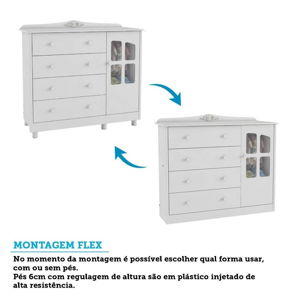 Encontraproduto.com.br - Cômoda Peroba Elô com 4 Gavetas e 1 Porta - Branco