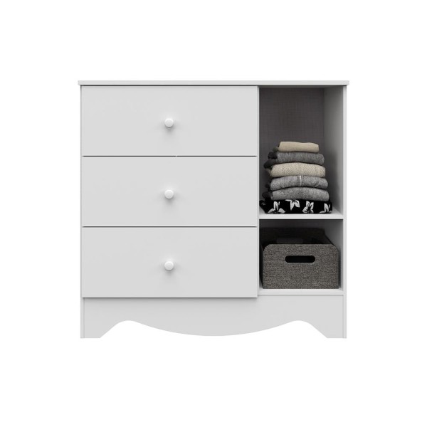 Encontraproduto.com.br - Quarto de Bebê Completo com Guarda Roupa 3 Portas Cômoda e Berço Americano 3 em 1 Ben Branco Brilho