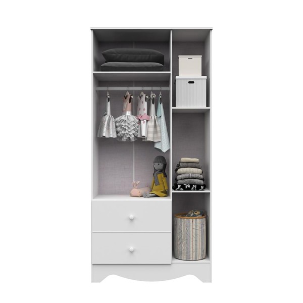 Encontraproduto.com.br - Quarto de Bebê Completo com Guarda Roupa 3 Portas Cômoda e Berço Americano 3 em 1 Ben Branco Brilho