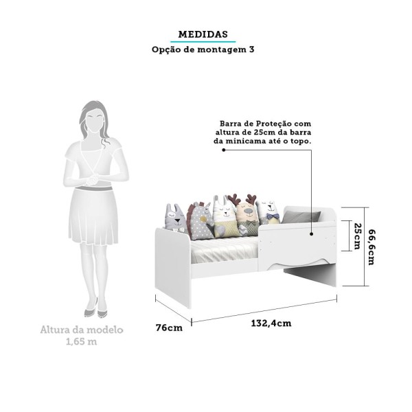 Encontraproduto.com.br - Quarto de Bebê Completo com Guarda Roupa 3 Portas Cômoda e Berço Americano 3 em 1 Ben Branco Brilho