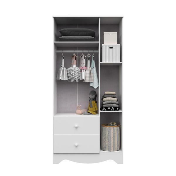 Encontraproduto.com.br - Quarto de Bebê Completo com Guarda Roupa 3 Portas Cômoda e Berço Americano 3 em 1 Ben Branco Brilho