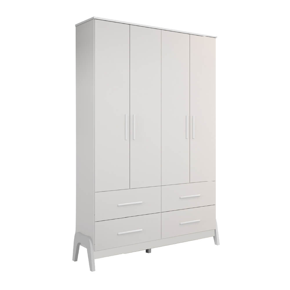 Guarda Roupa Peroba Guti Infantil 4 Portas - Branco