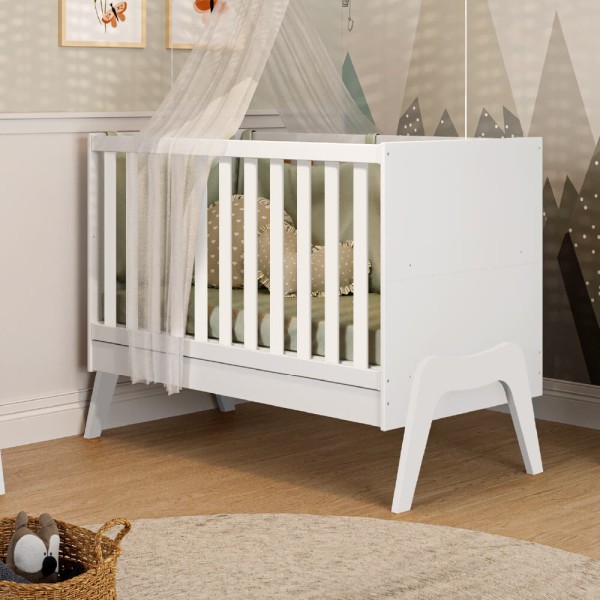 Encontraproduto.com.br - Berço Peroba Guti Retrô 5 em 1 - Branco Fosco