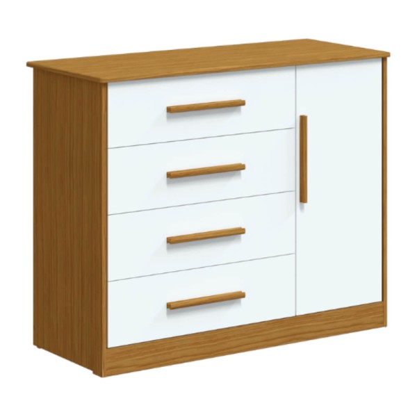 Cômoda Bebê Charlo Moveis Peroba Mdf Com 04 Gavetas 01 Porta