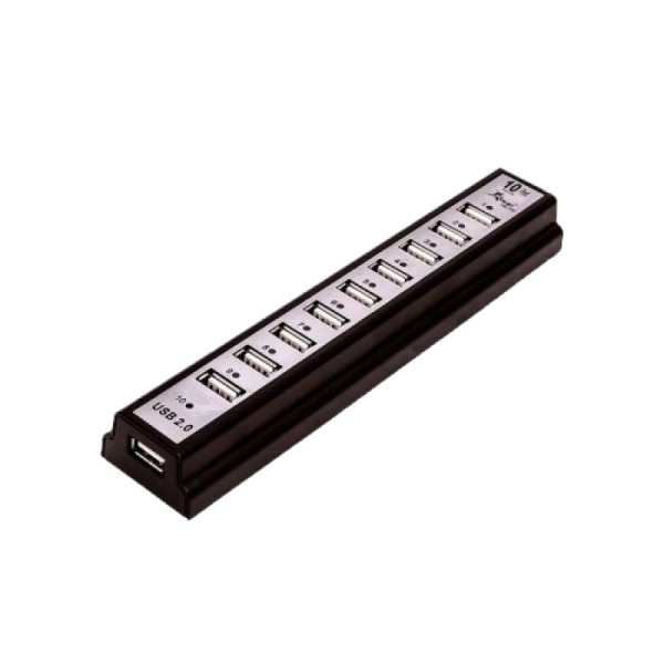 Encontraproduto.com.br - Hub Com 10 Portas Usb 2.0 + Fonte Alimentação Serve P/ Pc Notebook