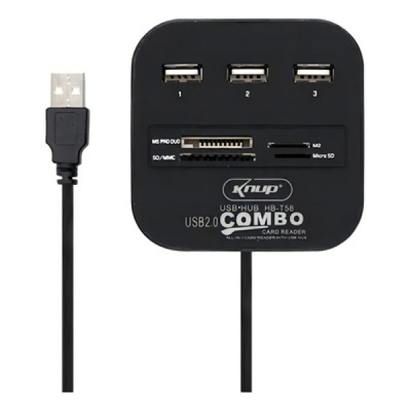 Encontraproduto.com.br - Hub Usb 3 Portas E Leitor De Cartão Microsd Ms Pro Duo M2 Sd