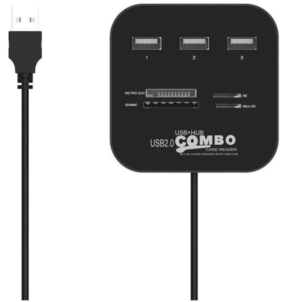 Encontraproduto.com.br - Hub Usb 3 Portas E Leitor De Cartão Microsd Ms Pro Duo M2 Sd