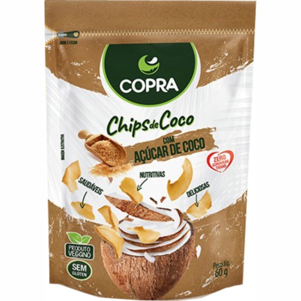 Encontraproduto.com.br - CHIPS COCO VEGAN COPRA 60G-PC ACUCAR COCO