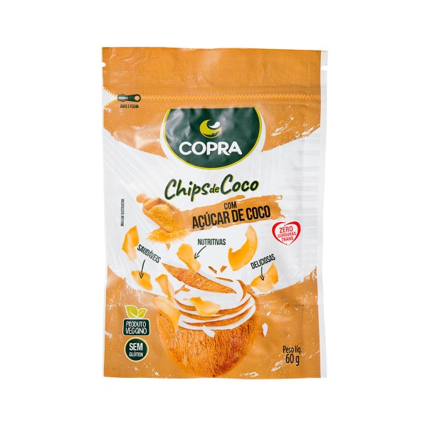 Encontraproduto.com.br - CHIPS COCO VEGAN COPRA 60G-PC ACUCAR COCO