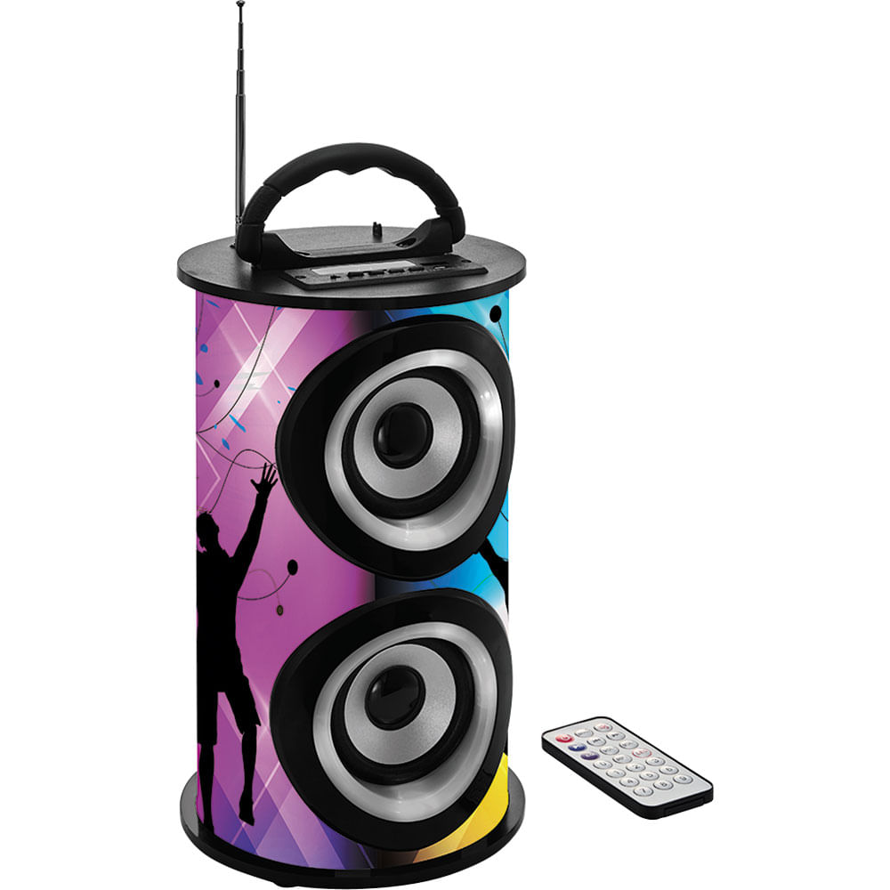 Caixa de Som Portátil 25WRMS com Bluetooth, FM, Entradas USB, SD e Auxiliar TRC-218A