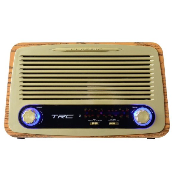 Encontraproduto.com.br - Rádio Portátil TRC AM/FM, Bluetooth, Controle Remoto Entradas USB, SD e Auxiliar Retrô TRC-212
