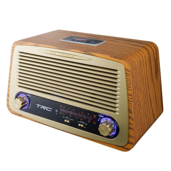Encontraproduto.com.br - Rádio Portátil TRC AM/FM, Bluetooth, Controle Remoto Entradas USB, SD e Auxiliar Retrô TRC-212