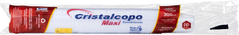 Encontraproduto.com.br - Copo Descartável Branco Cristalcopo PP 300ml Pacote com 100un